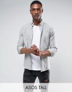 Asos Tall Skinny Casual Oxford Shirt In Olive - Green