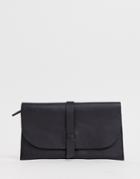 Asos Design Leather Slot Through Foldover Ladies' Wallet - Black