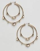 Asos Open Hoop Earrings With Faux Opal Beads - Gold