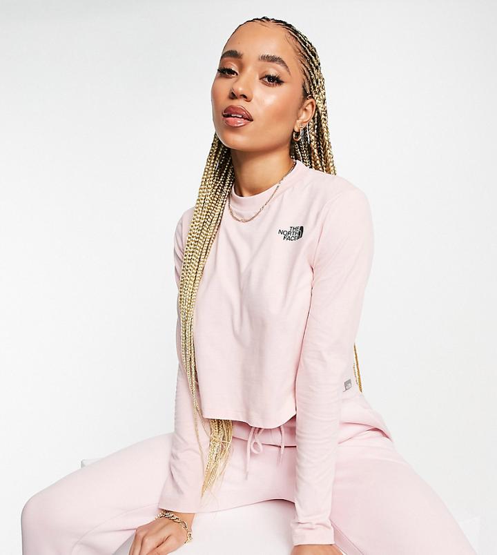 The North Face Performance Cropped Long Sleeve T-shirt In Pink Exclusive At Asos