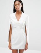 Lavish Alice Wrap Detail Split Sleeve Mini Dress - Off White