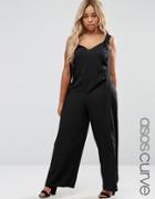 Asos Curve Overall With Wide Leg And Tabs - Black