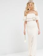 Tfnc Petite Wedding Off Shoulder Maxi Dress With Embellishment - Pink