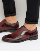 Asos Brouge Shoes In Burgundy Leather - Red