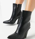 Raid Wide Fit Mirren Heeled Ankle Boots In Black Croc Mix