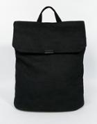 Asos Backpack In Black Washed Canvas - Black