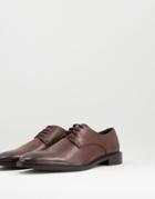 Topman Brown Real Leather Morecombe Derby Shoes