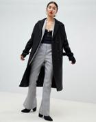 Na-kd Tie Sleeve Tailored Coat In Black - Black