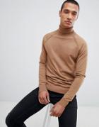Threadbare Roll Neck Cotton Sweater - Tan
