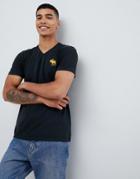 Abercrombie & Fitch Exploded Pop Icon Logo V-neck T-shirt In Black - Black