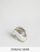 Reclaimed Vintage Sterling Silver Feather Ring - Silver