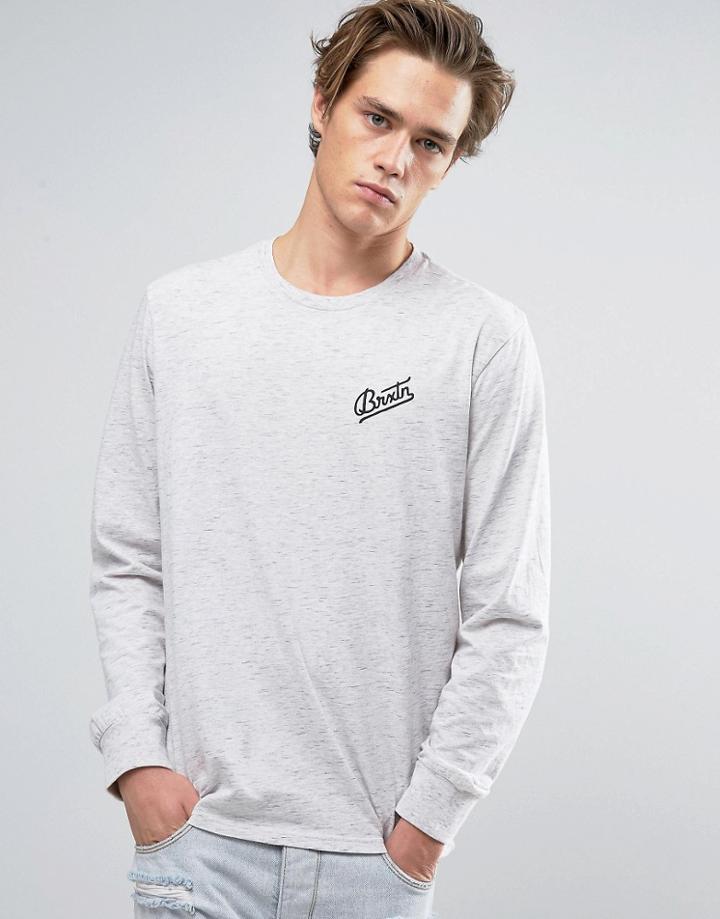 Brixton Reggie Long Sleeve T-shirt With Small Logo - Gray