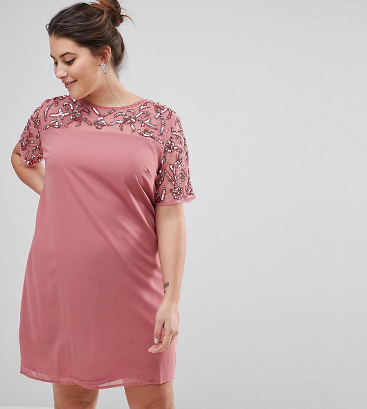 Lovedrobe Luxe Embellished Shift Dress - Pink