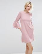 Miss Selfridge Fluted Sleeve Dress - Pink