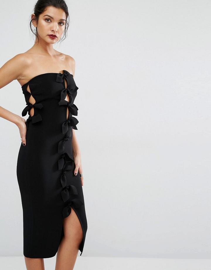 Bec & Bridge Knotted Petals Column Dress - Black