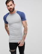Asos Longline Muscle Fit Raglan T-shirt - Multi
