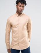 Heart And Dagger Skinny Shirt In Brushed Twill - Tan
