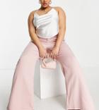 In The Style Plus X Dani Dyer Straight Leg Pants With Side Slits In Dusky Mauve - Part Of A Set-pink