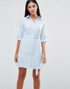 Ax Paris 3/4 Sleeve Shirt Dress - Blue
