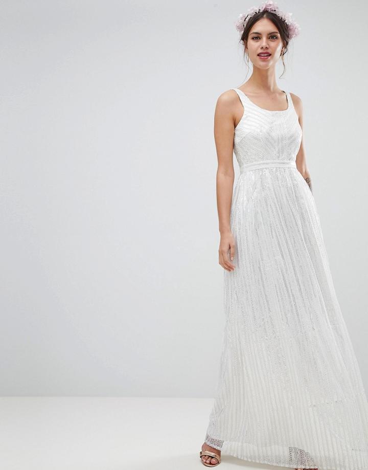 Minuet Maxi Dress With Sequin Overlay - Cream