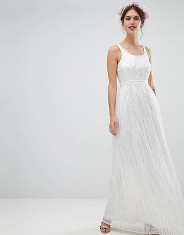 Minuet Maxi Dress With Sequin Overlay - Cream