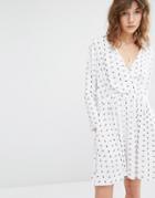 Suncoo Caren Wrap Front Dress In Print - White