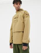 Asos 4505 Overhead Jacket With Utility Pockets In Water Resistant Fabric-beige