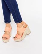 Asos Tell All Espadrille Wedge Sandals - Coral