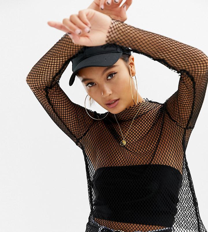 Collusion Mesh Long Sleeve Top - Black