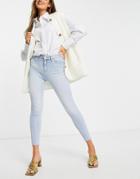 Miss Selfridge Emily High Waist Ankle Grazer Skinny Jeans In Light Wash Blue-blues