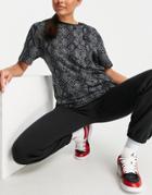 Nike Basketball Fly Oversized Aop Snake Print T-shirt In Dark Gray-black