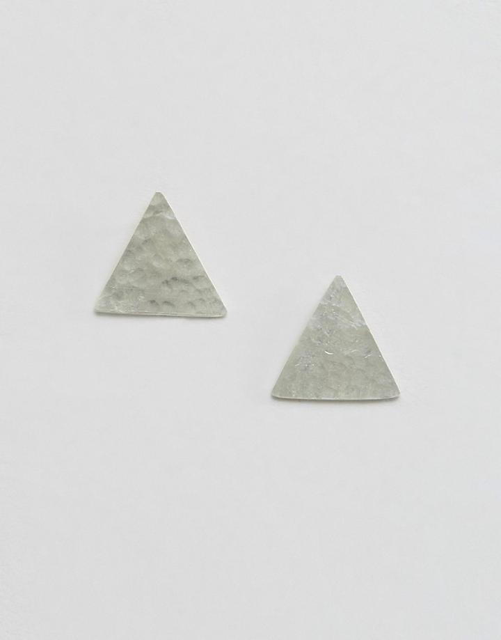 Made Triangle Stud Earrings - Silver