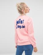 Mini Cream Sweatshirt With Chest Patch - Pink