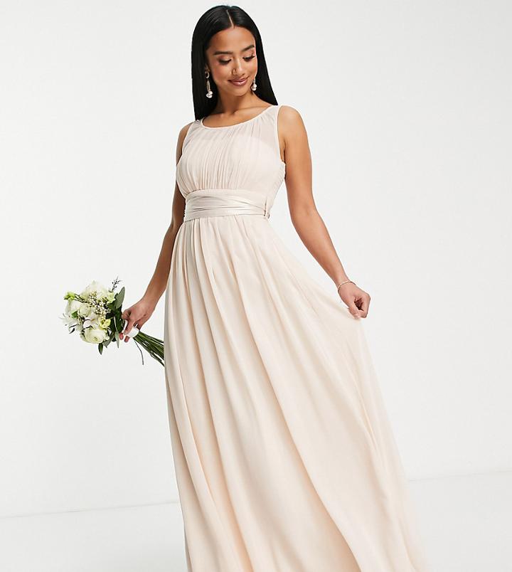 Little Mistress Petite Bridesmaid Chiffon Maxi Dress In Blush-pink