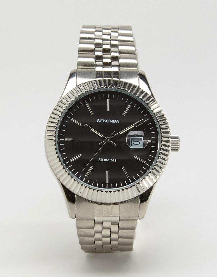 Sekonda Silver Bracelet Watch With Black Dial Exclusive To Asos - Silver