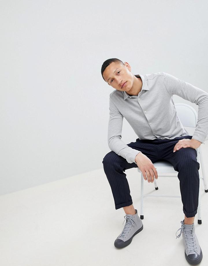 Jack & Jones Premium Jersey Shirt In Slim Fit - Gray