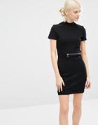 Cheap Monday High Neck Mini Dress With Zip Detail - Black