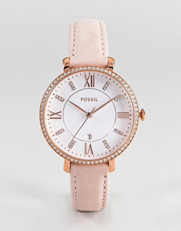 Fossil Es4303 Jacqueline Leather Watch In Pink 36mm - Pink