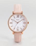 Fossil Es4303 Jacqueline Leather Watch In Pink 36mm - Pink
