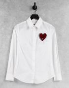 Love Moschino Heart Logo Fitted Shirt In White
