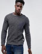 Jack & Jones Vintage Knitted Sweater With Arm Badge And Pocket - Navy