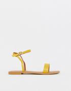 Asos Design Flume Leather Flat Sandals - Yellow