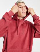 Asos Design Oversized Hoodie In Red Reverse Fleece