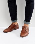 Asos Derby Brogues In Tan Leather With Natural Sole - Tan