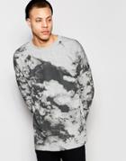 Cheap Monday Crew Sweatshirt Zone Loose Fit Clouds Print In Gray Melange - Gray Melange