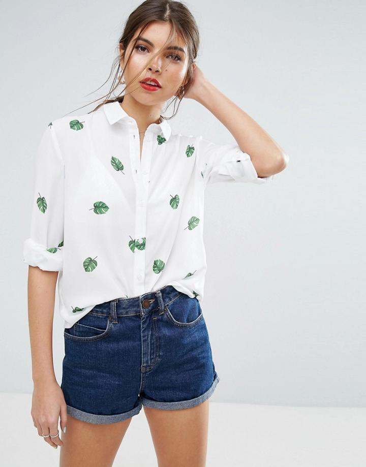 Asos Blouse In Leaf Print - Multi