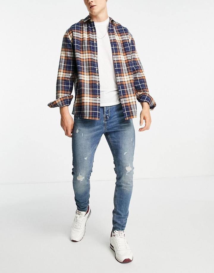 Jack & Jones Intelligence Pete Carrot Fit Jeans In Dark Blue-blues