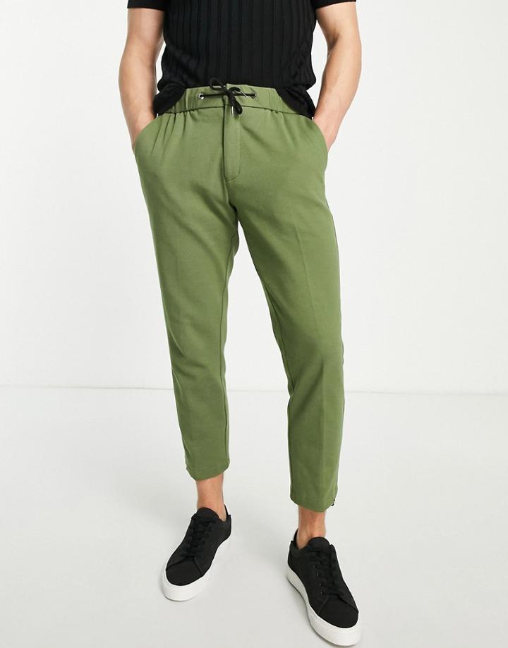 Harry Brown Soft Cotton High Waisted Cargo Elasticated Pants - Part Of A Set-green