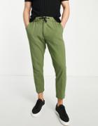 Harry Brown Soft Cotton High Waisted Cargo Elasticated Pants - Part Of A Set-green