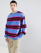 Weekday Sid Striped Sweater - Blue